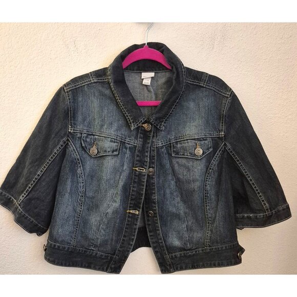 Vintage Venezia 100% Cotton Denim Short Sleeve Jean Jacket Size 22/24 EUC - Picture 1 of 6